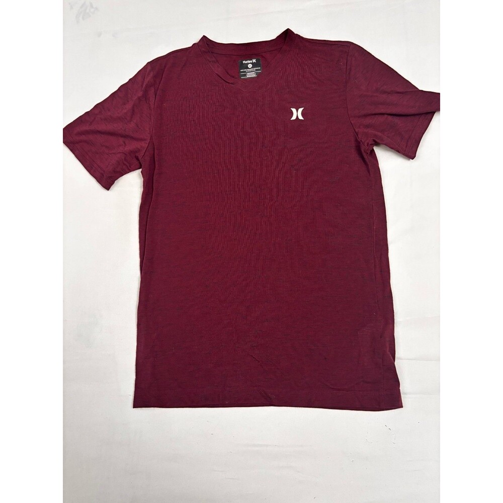 Hurley XL Maroon Heathered V-Neck T-Shirt Short Sleeve Logo Teen Boy’s 13–15 Yrs